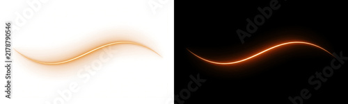 Foto Glowing golden light wave swish isolated on transparent background