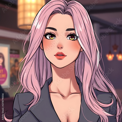 Enchanting Girl with Pastel Pink Hair