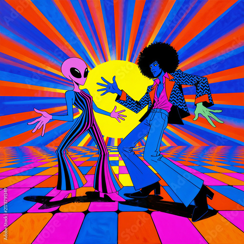 Alien and Afro Man on The Disco Floor