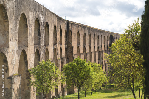Amarelo Aqueduct Elvas Portugal Arches and Green Trees