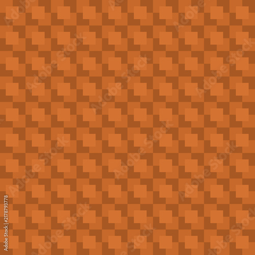 Seamless geometric pattern of overlapping squares in burnt orange and terracotta tones. Halloween geometric squares background.