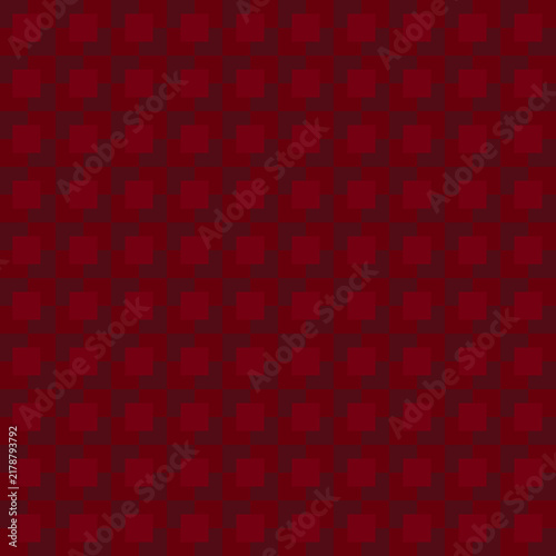 Seamless geometric pattern of overlapping grid squares in deep crimson red and burgundy. Chinese new year geometric squares background.