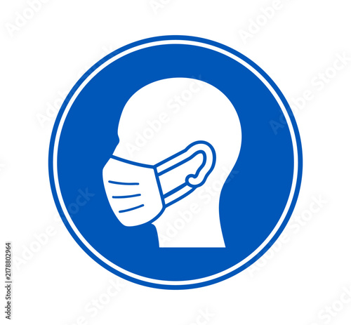 Canvas Print Face mask mandatory sign icons with protective mask symbol