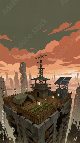 Rooftop Survival Outpost With Solar Panels