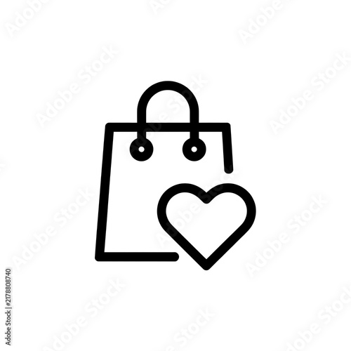 Shopping bag icon with a heart symbol