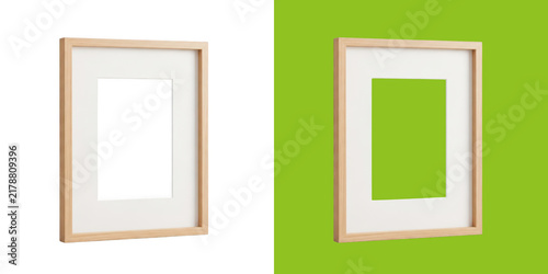 Foto Minimalist wood picture frame with mat board for your artwork display transparen