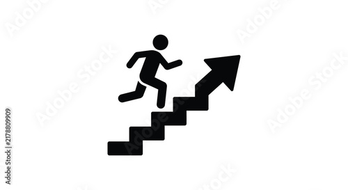 Photography Person climbing steps with upward arrow a black silhouette ascent career challen