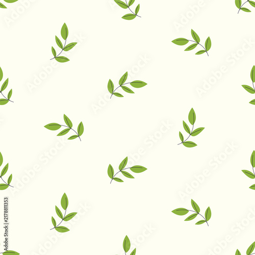 Minimalist Green Leaves Repeating Seamlessly for Textile and Backgrounds