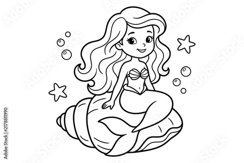 Delightful mermaid coloring page for kids a beautiful underwater scene to spark creativity and imagination