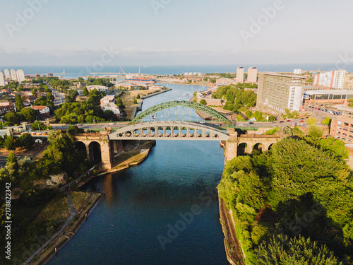 Fotografie Sunderland UK: 17th July 2026: Sunderland River wear and city centre at dusk