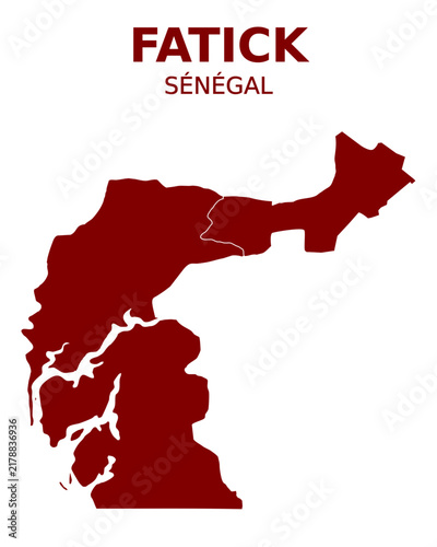 Vector map of Fatick region in Senegal with typographic text
