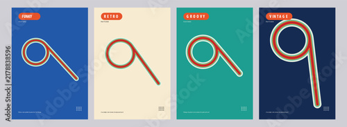 Minimalist Geometric Numeral Nine Design Posters Collection Featuring Vibrant Retro Color Palettes and Clean Lines for Contemporary Interior Decor