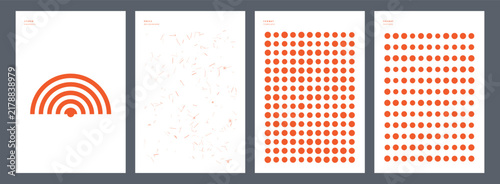 Modern Abstract Geometric Posters Featuring Minimalist Orange Patterns and Creative Graphic Composition Set