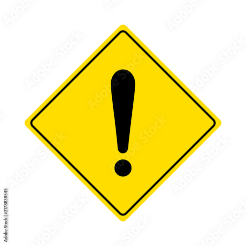 Yellow diamond warning sign with a black exclamation mark symbol