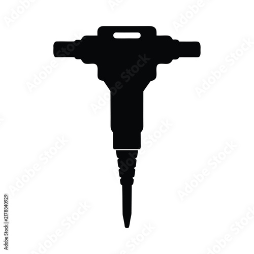 Bild auf Leinwand Silhouette of a jackhammer or pneumatic drill tool used for construction and dem
