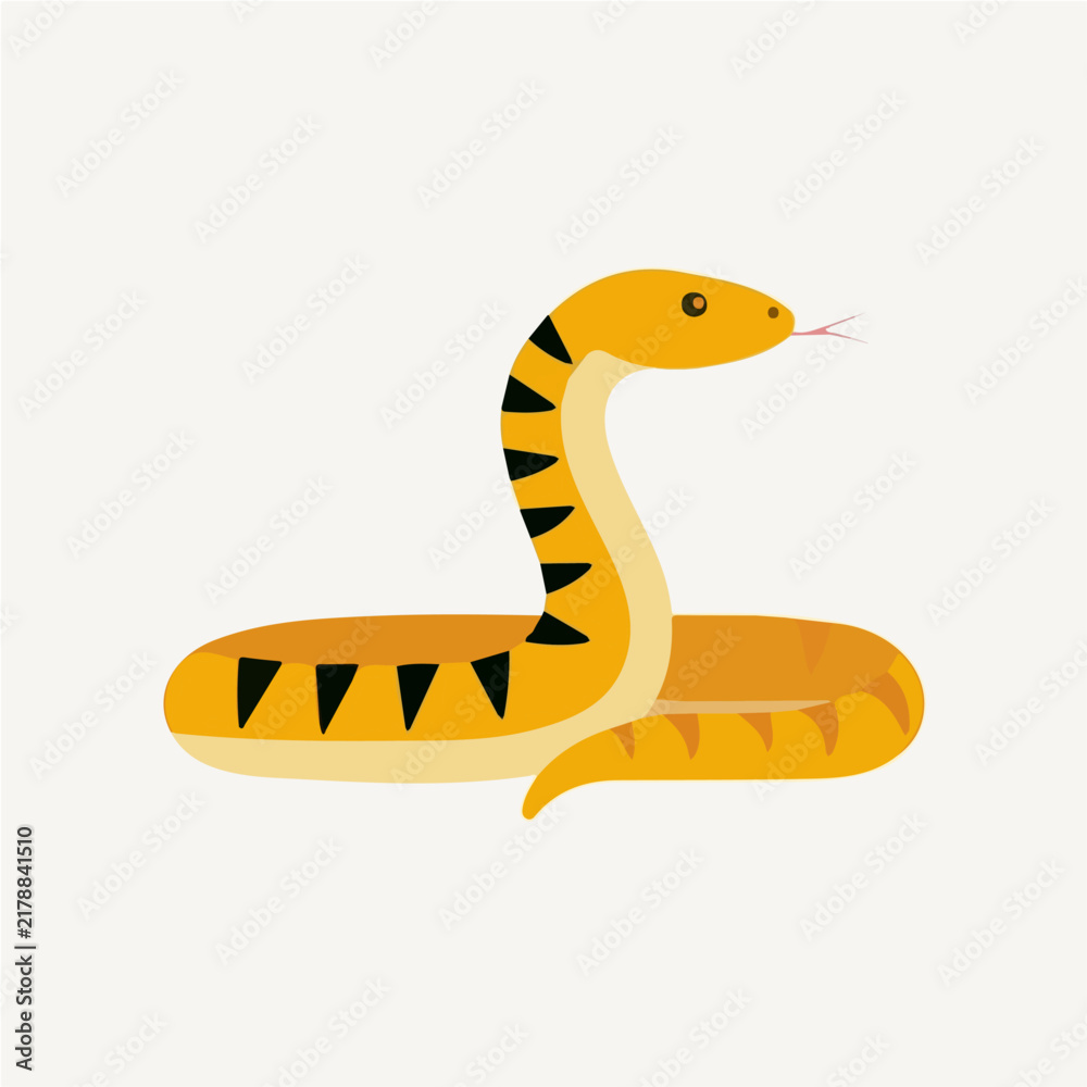 Fototapeta premium Snake, modern flat 2D illustration with clean simple shapes, isolated on a white background.