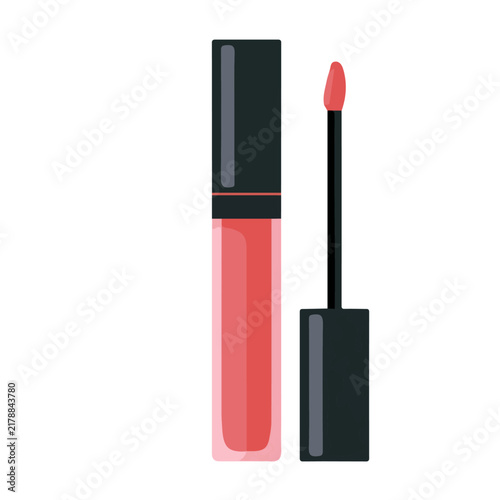 Flat 2D illustration of Lip Gloss, clean vector illustration style, isolated on a white background.