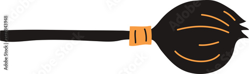 Fotografie Simple witch broomstick silhouette illustration for Halloween