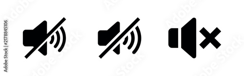 Фотография Mute and Volume Off Icons Set Isolated on White