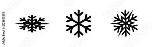 Snowflake icons set. Winter season and Christmas holiday symbols. Vector illustration.