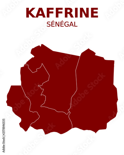 Vector map of Kaffrine region in Senegal with typographic text
