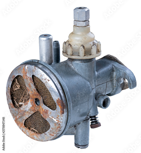 Obraz na plátně An old carburetor from a small internal combustion engine.