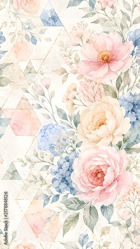 Rose, flower, bouquet aesthetic flat lay composition on a soft neutral background