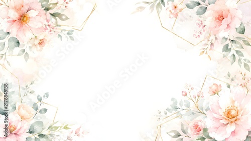 Flower, frame, floral aesthetic flat lay composition on a soft neutral background