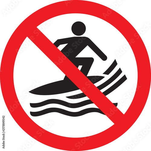 No Surfing Prohibition Sign