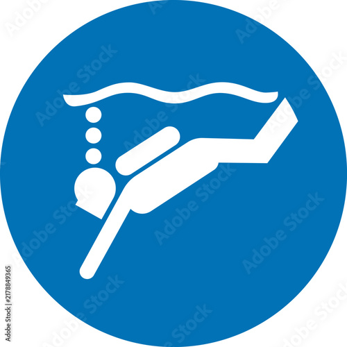 Scuba Diving Blue Circular Sign