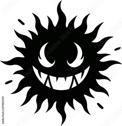 Bild auf Leinwand Spiky black monster silhouette with a mischievous grin