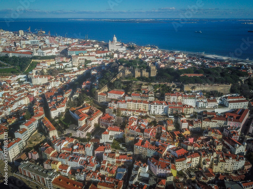 Lisbon's Historic Cityscape with São Jorge Castle and Tagus River