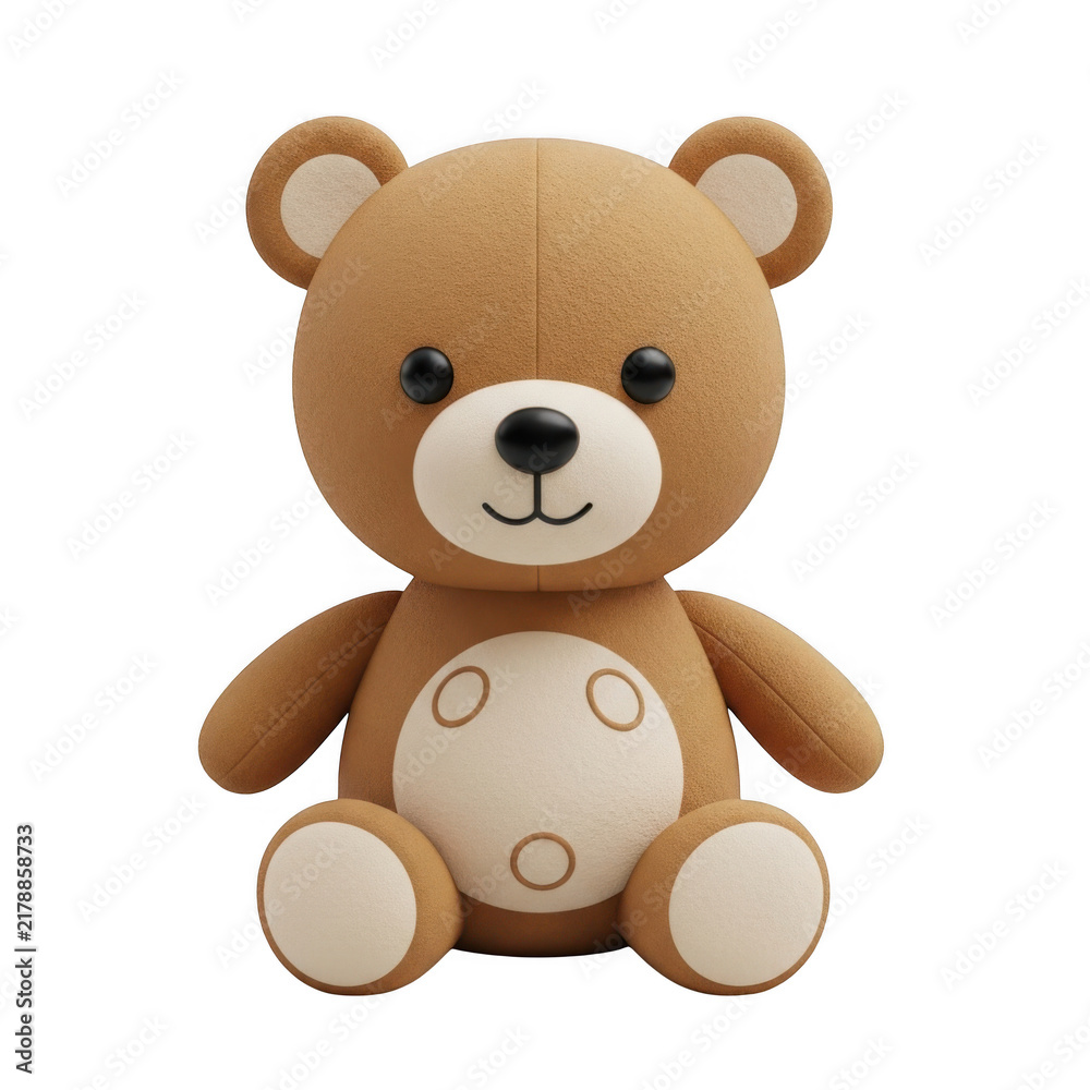 Fototapeta premium Cute brown teddy bear toy sitting for children isolated on transparent background