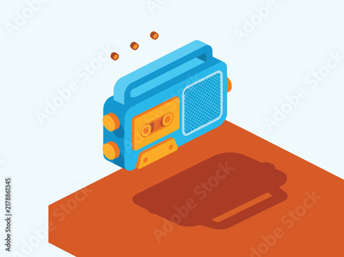 Isolated retro cassette player illustration
