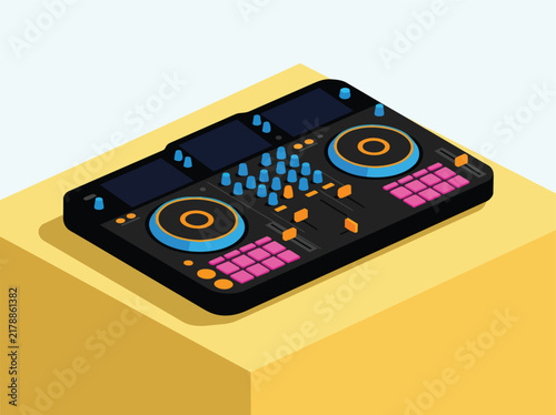 Modern DJ Controller Flat Illustration