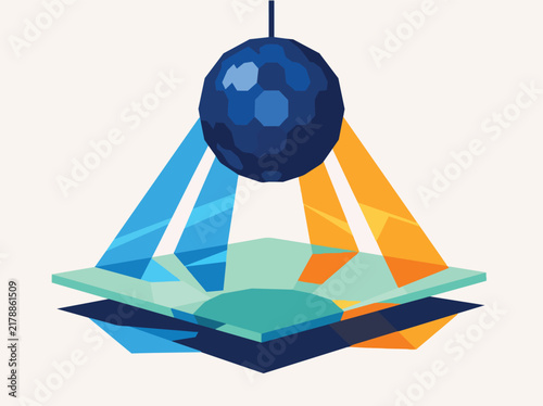 Soccer Ball Hanging Over Field Isometric