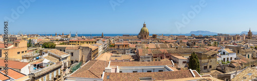 Panoramic skyline of Palermo and the Mediterranean coast