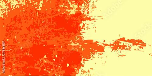 Bild auf Leinwand Abstract Orange Splatter A vibrant abstract composition featuring bold, energetic splatters of orange and red hues across a soft yellow background