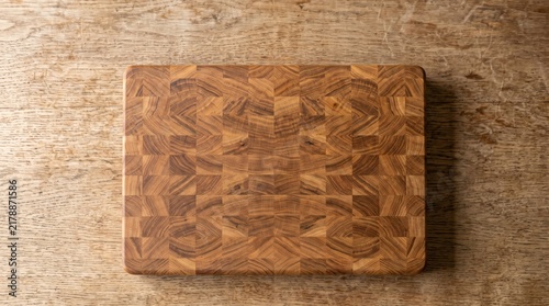 Professional end grain wood butcher block cutting board top view