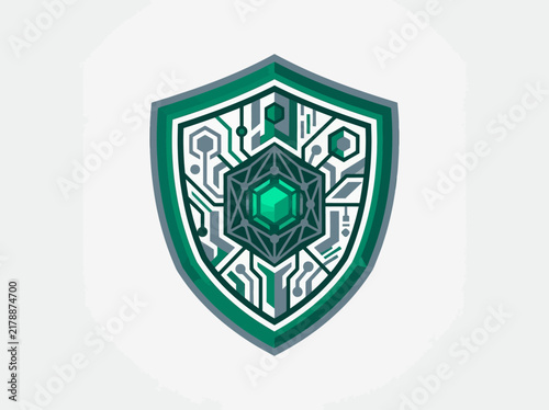 Modern Cyber Security Shield With Futuristic Circuitry Design