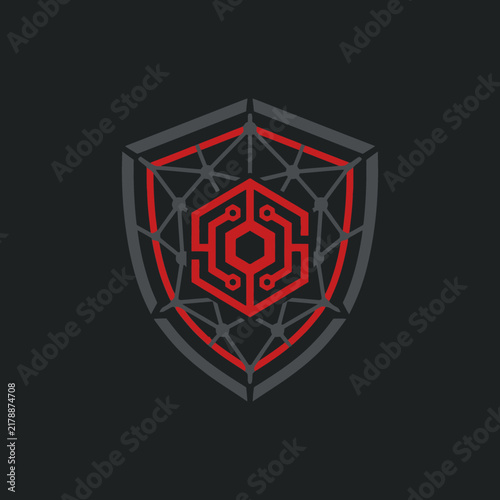 Modern Cyber Security Shield With Circuitry Elements Modern Design