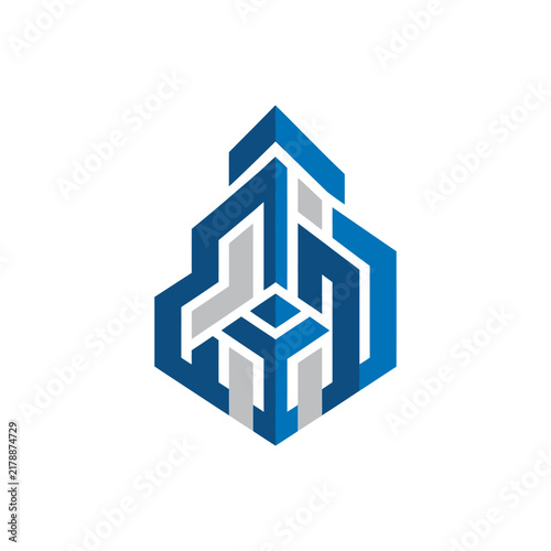 Modern Geometric Abstract Building Logo Design For Corporate Branding