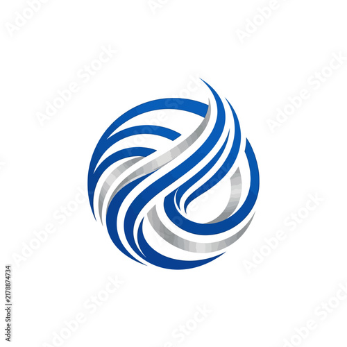 Modern Dynamic Blue And Silver Swirl Logo Design
