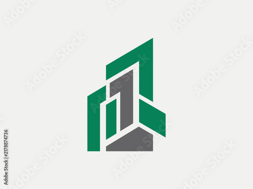 Modern Geometric Abstract Building Icon Design