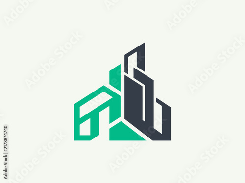 Modern Geometric Abstract Buildings And Cityscape Logo Design