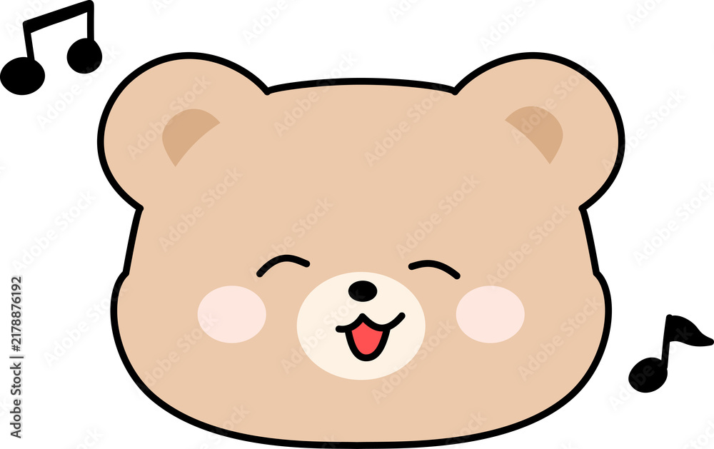 Fototapeta premium Cute Singing Bear Character Face with Music Note