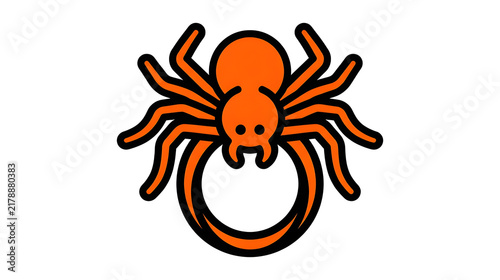 Orange Halloween Spider Toy Ring Vector Icon on White Background