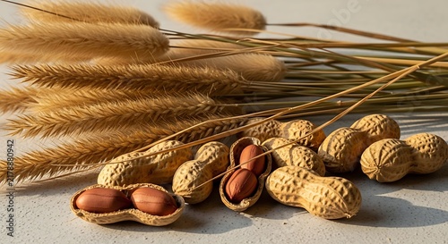 Peanuts and Dried Wheat Stalks Still Life Food Photography