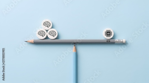 Pencil Teeter Totter Balancing Three Human Brain Discs with Single Artificial Intelligence Chip for Synergy Concept
