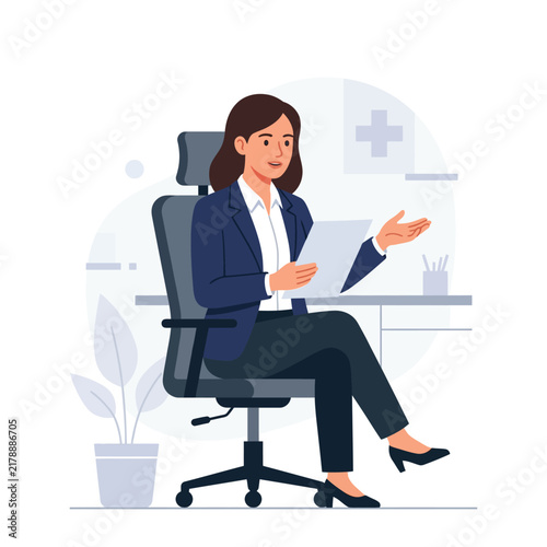 Professional Woman Discussing Health Information in Modern Office